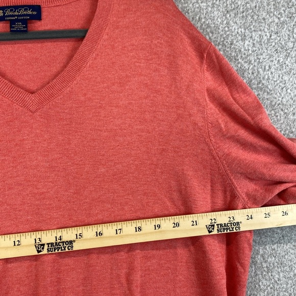 Brooks Brothers Supima cotton sweater XXL salmon super soft V-neck golf preppy - Picture 5 of 8